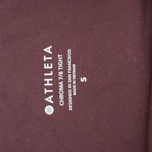 🛍Athleta Womens S Chroma 7/8 Tight Burgundy Pink Color Block Leggings Active‎ - Picture 4 of 7